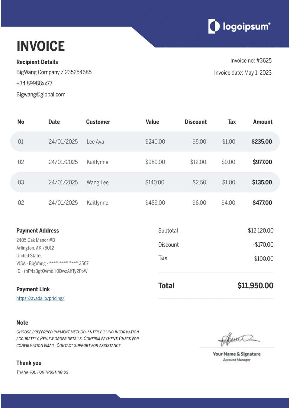Professional Invoice Template